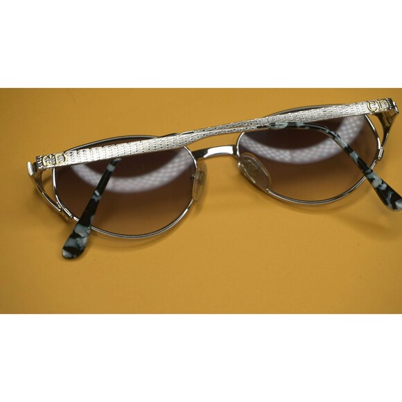 1980s CHRISTIAN DIOR. SUNGLASSES. Cat Eye Silver Metal Gradient Lenses main image 4